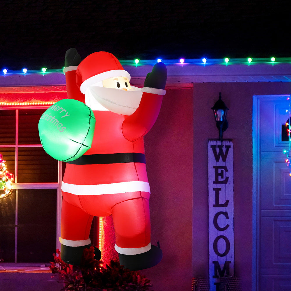 Jingle Jollys Christmas Inflatable Santa Climbing LED Illuminated Decorations 1.9M - SuperSaverAU - view 7