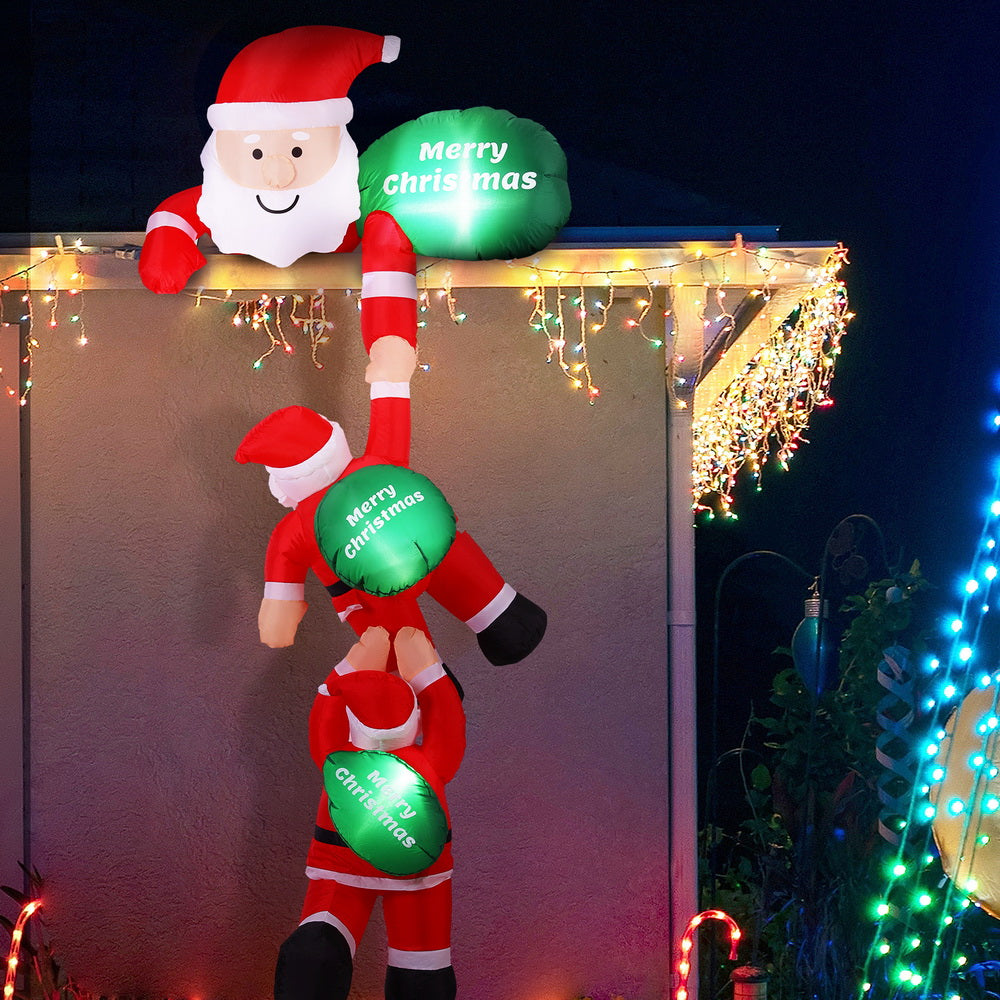Jingle Jollys Christmas Inflatable Climbing Santa 2.5M Height LED Decorations Illuminated - SuperSaverAU - view 7
