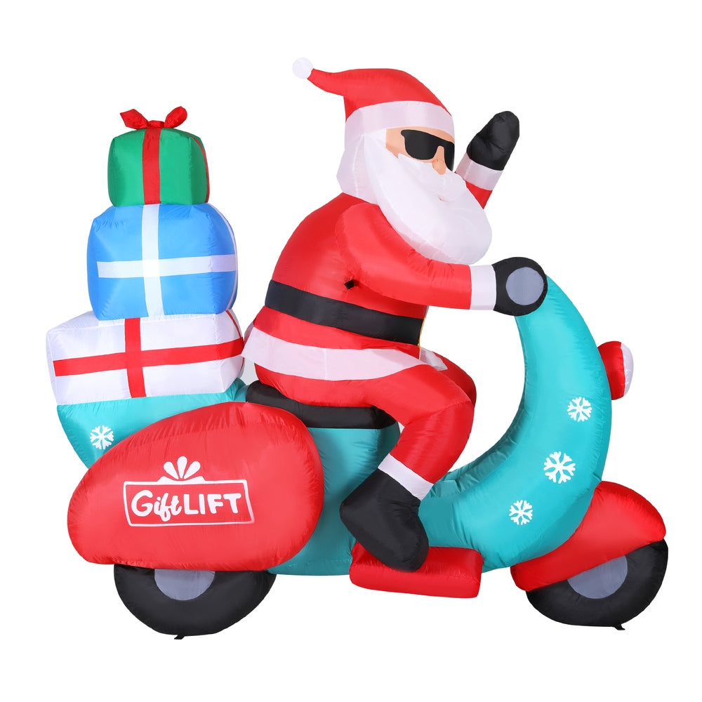 Jingle Jollys Christmas Inflatable Santa Motorbike LED Illuminated Decorations - SuperSaverAU - view 2