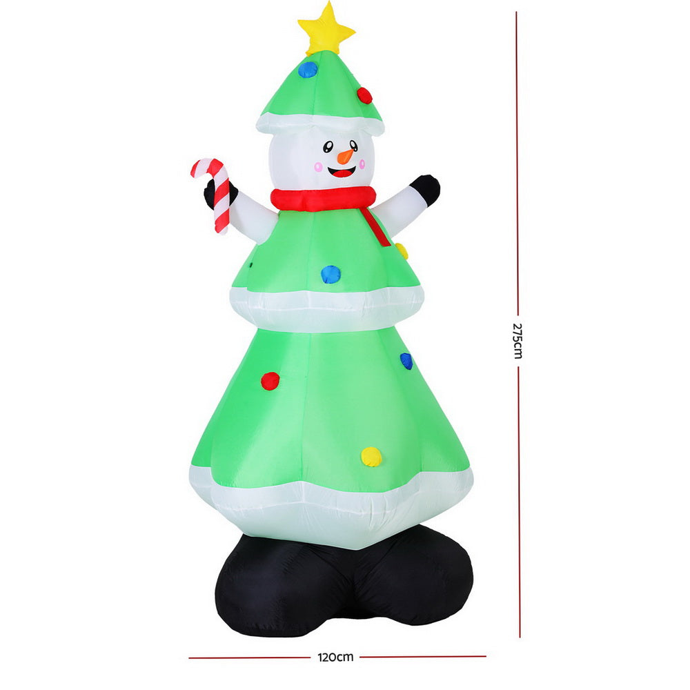 Jingle Jollys Christmas Inflatable Snowman Tree 2.75M Height LED Decorations Illuminated - SuperSaverAU - view 3