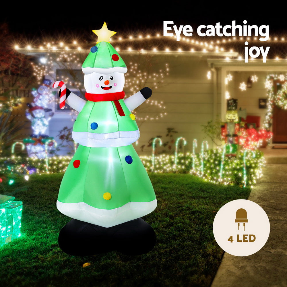 Jingle Jollys Christmas Inflatable Snowman Tree 2.75M Height LED Decorations Illuminated - SuperSaverAU - view 4