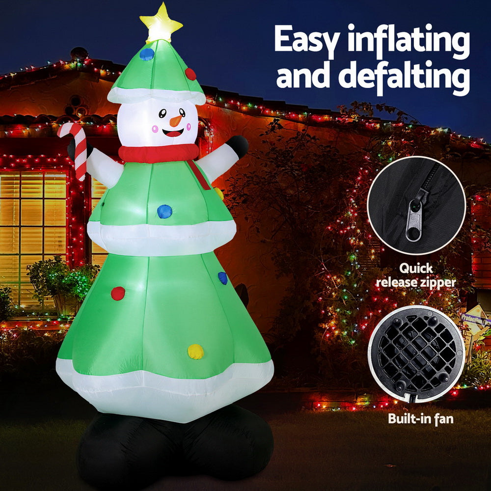 Jingle Jollys Christmas Inflatable Snowman Tree 2.75M Height LED Decorations Illuminated - SuperSaverAU - view 5