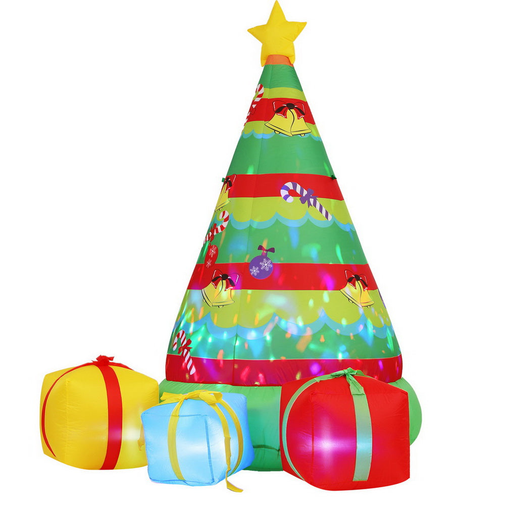 Jingle Jollys Christmas Inflatable Gift Tree 2.2M Height Flashing Light Decorations Illuminated - SuperSaverAU - view 1