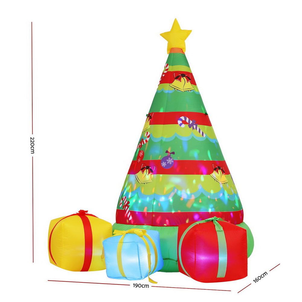 Jingle Jollys Christmas Inflatable Gift Tree 2.2M Height Flashing Light Decorations Illuminated - SuperSaverAU - view 2