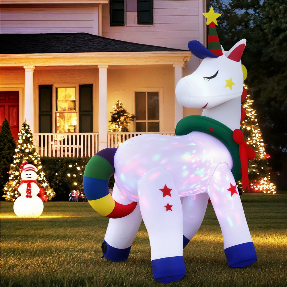 Jingle Jollys Christmas Inflatable Unicorn 1.8M Tall Outdoor Decorations Illuminated - SuperSaverAU - view 7