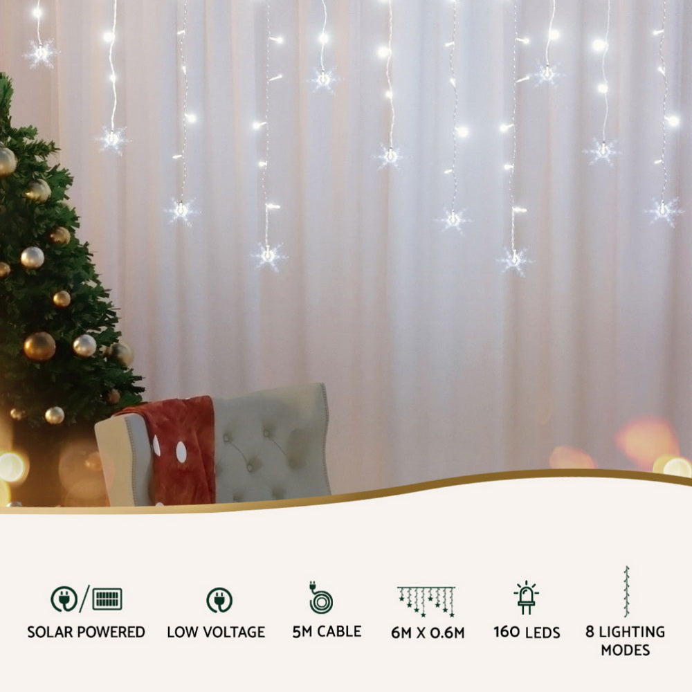 160 LED 6M Christmas Lights Icicle Light Solar Cold Jingle Jollys - SuperSaverAU - view 4