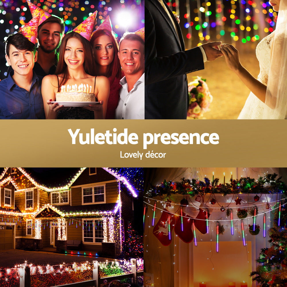 Jingle Jollys 7M Christmas Lights Shower Light 288 LED Icicle Falling Metor - SuperSaverAU - view 5