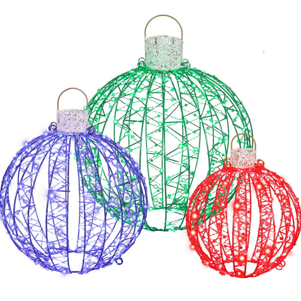 Jingle Jollys Christmas Lights 320 LED Fairy Light 3pcs Ball Decorations Set - SuperSaverAU - view 3