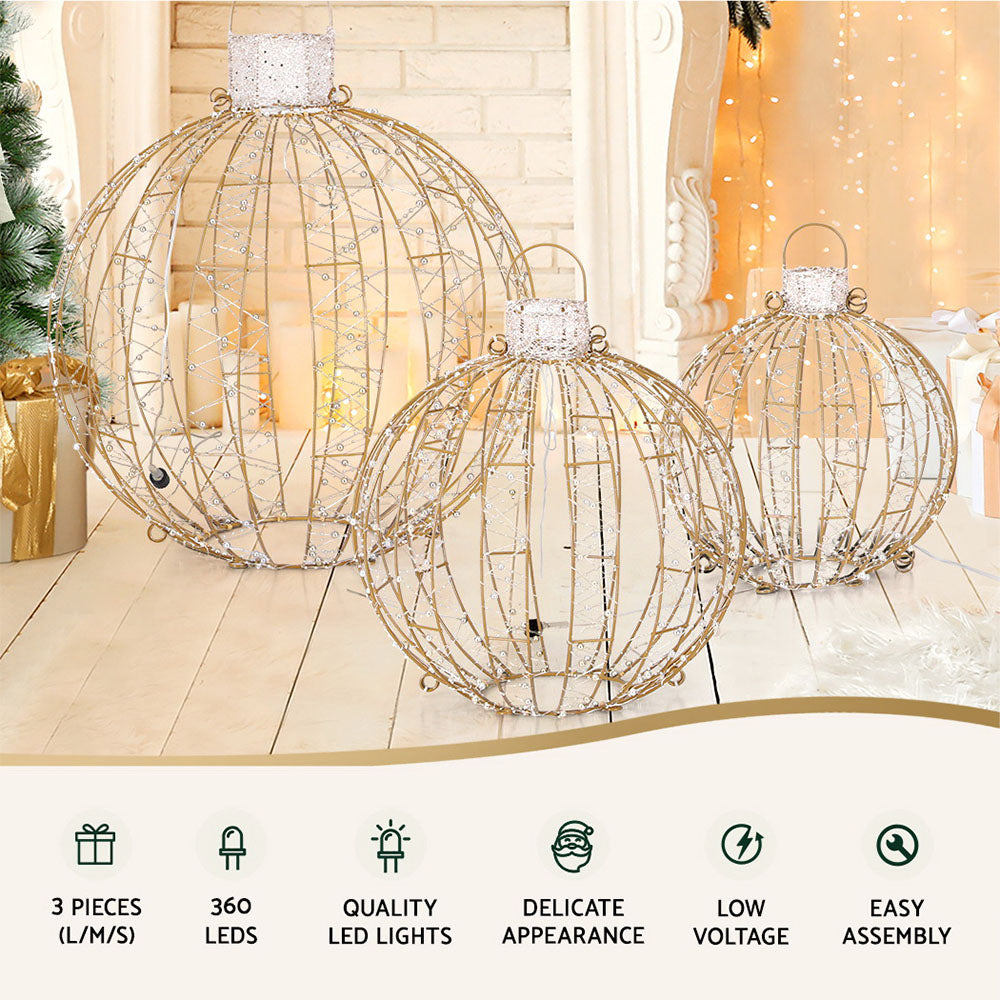 3 PCS Christmas Lights 360 LED Fairy Light Ball Decorations Jingle Jollys - SuperSaverAU - view 4