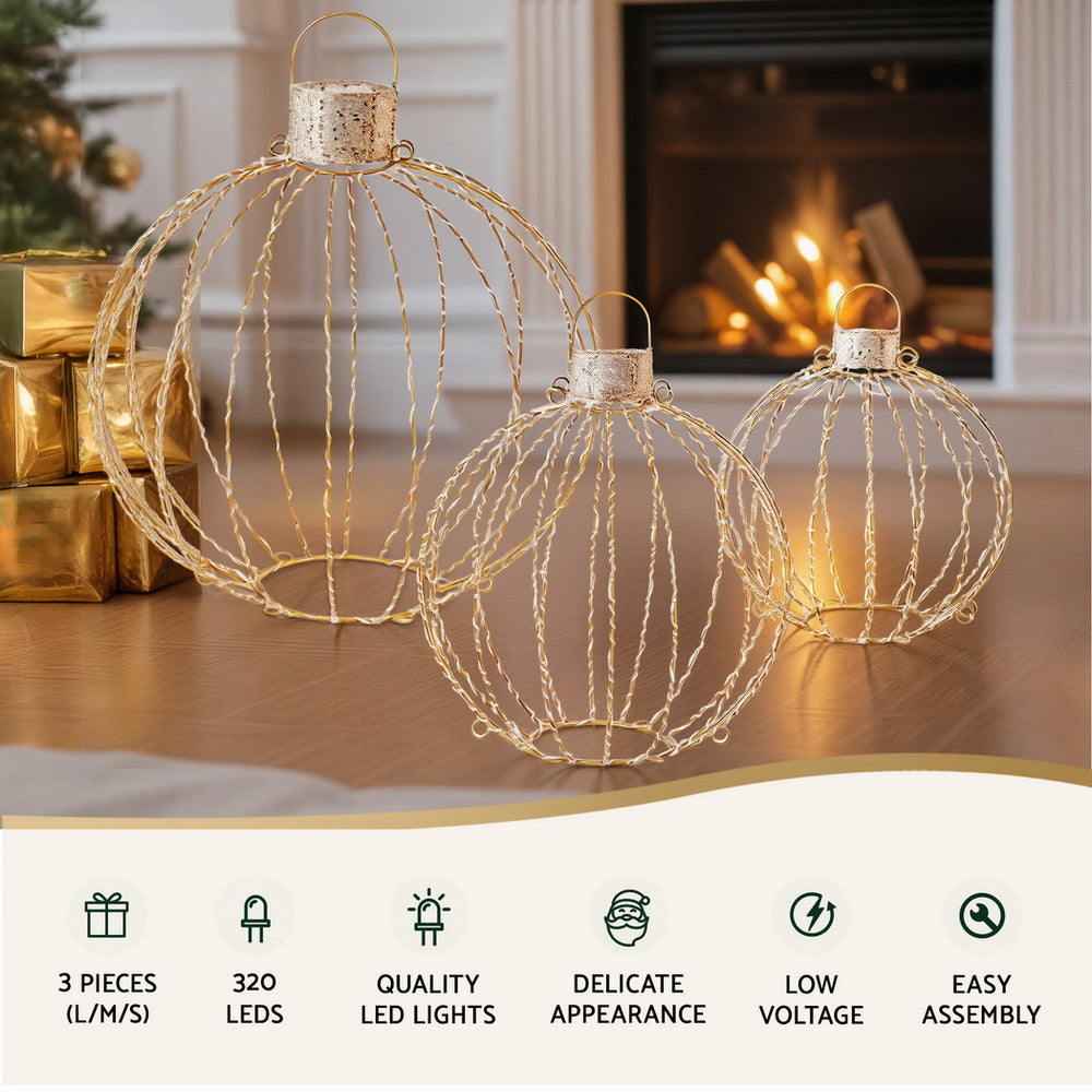 Jingle Jollys Christmas Lights 320 LED Fairy Light 3pcs Ball Decorations Set - SuperSaverAU - view 4