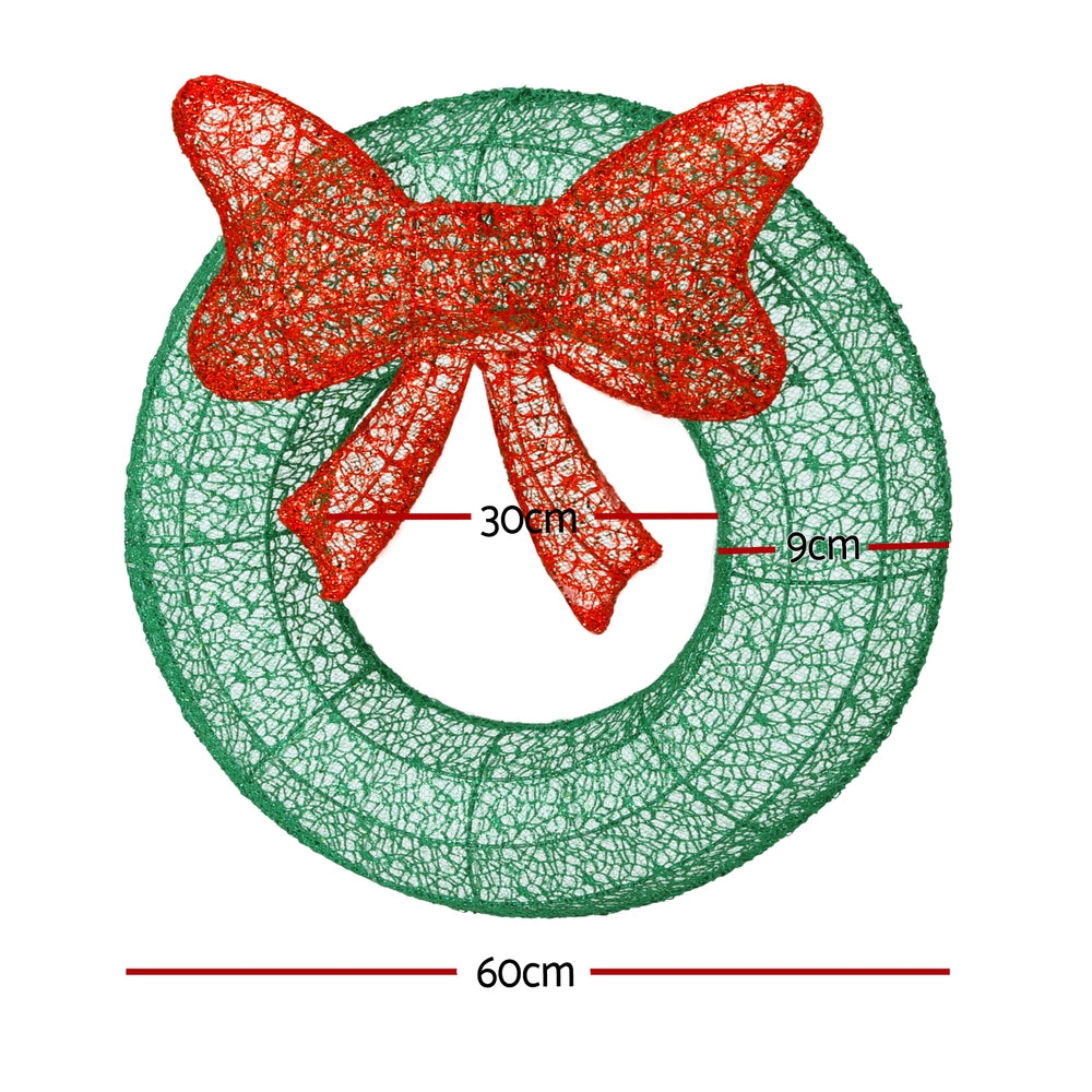 0.6M Christmas Lights 50 LED Motif Solar Wreath Xmas Decorations Jingle Jollys - SuperSaverAU - view 2