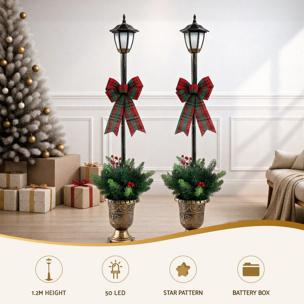 Jingle Jollys Christmas Lights 125cm Lamp Post 50 LED Fairy Light Decorations - SuperSaverAU - view 5