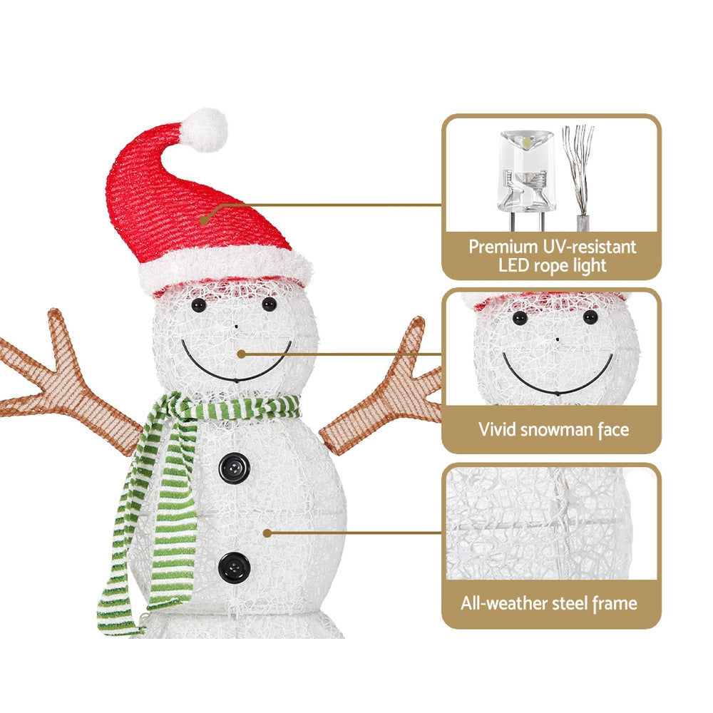 0.97M Christmas Lights Snowman 80 LED Decorations Jingle Jollys - SuperSaverAU - view 5