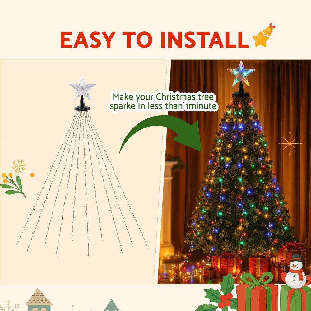 Jingle Jollys 2.5M Christmas Lights Waterfall String Light 300 LED Star Topper - SuperSaverAU - view 5