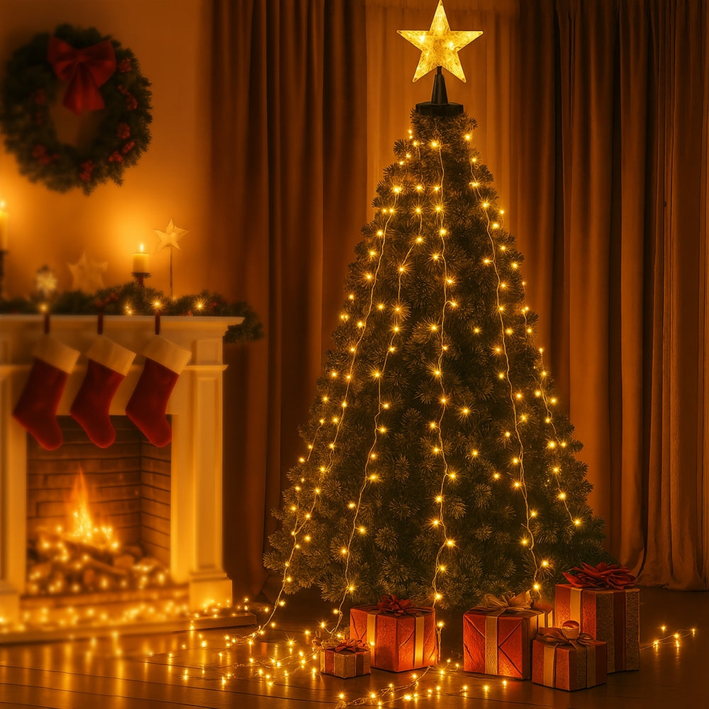Jingle Jollys 2.5M Christmas Lights Waterfall String Light 300 LED Star Topper - SuperSaverAU - view 7