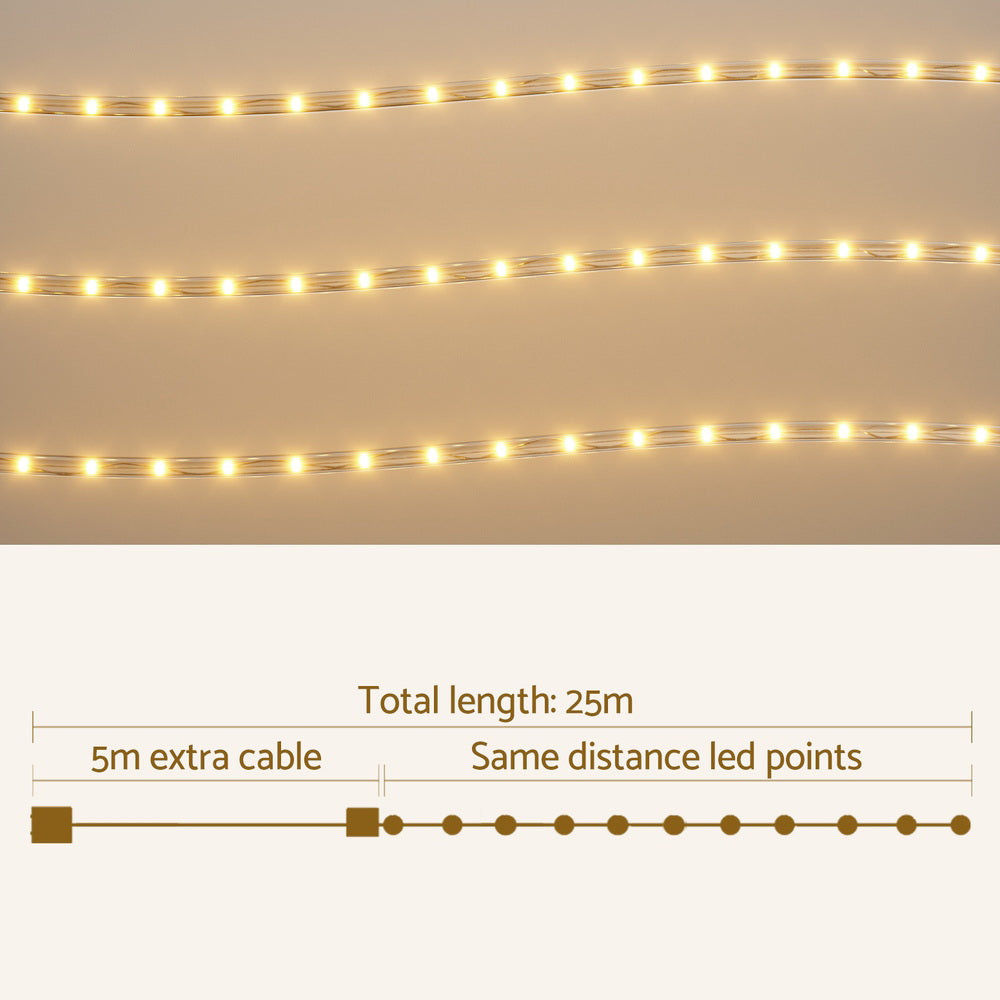 20M Christmas Lights String Rope Light Decorations 600 LED Warm Jingle Jollys - SuperSaverAU - view 1