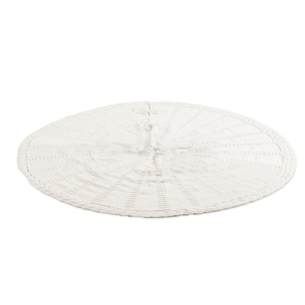 Jingle Jollys Christmas Tree Skirt 120cm Knitted Xmas Tree Ornaments Decor Beige - SuperSaverAU - view 2