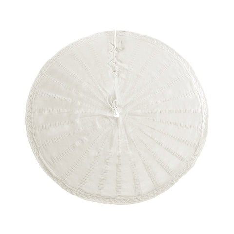 Jingle Jollys Christmas Tree Skirt 90cm Knitted Fabric Xmas Ornament Decor Beige - SuperSaverAU - view 1