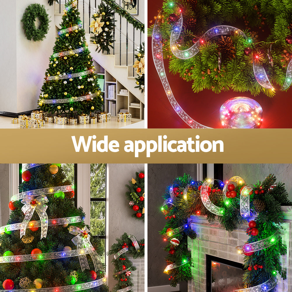 20M Christmas Lights Ribbon Fairy Light 200 LED Colored Jingle Jollys - SuperSaverAU - view 3