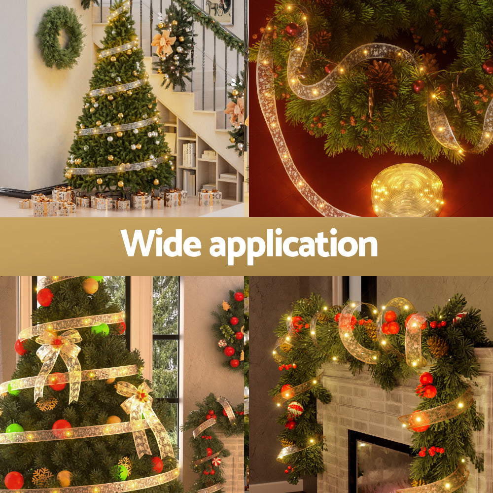 20M Christmas Lights Ribbon Fairy Light 200 LED Warm Jingle Jollys - SuperSaverAU - view 3
