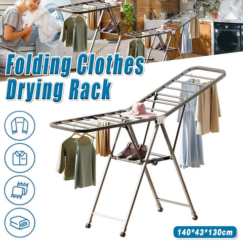 A-Frame Clothes Airer with Wheels, 140 cm Folding Drying Rack