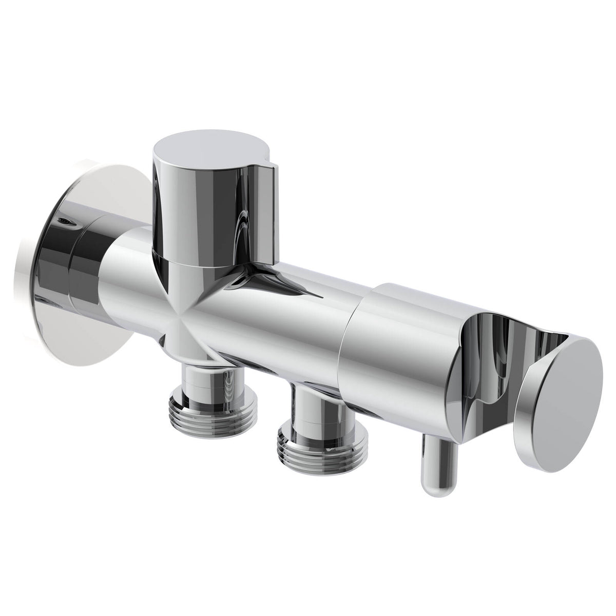 Evekare Chrome Dual Hand Spray Holder and Shut Off Valve, 7.5L/min