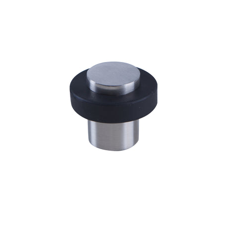 Adoored Satin Chrome Cylinder Rubber Bumper Door Stop - Steel & Rubber, Interior