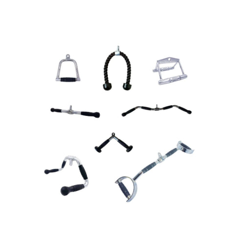 Insource Cable Attachment Package - 8 Attachments Including Tricep Rope and EZ Curl Bar - MEGACABPK