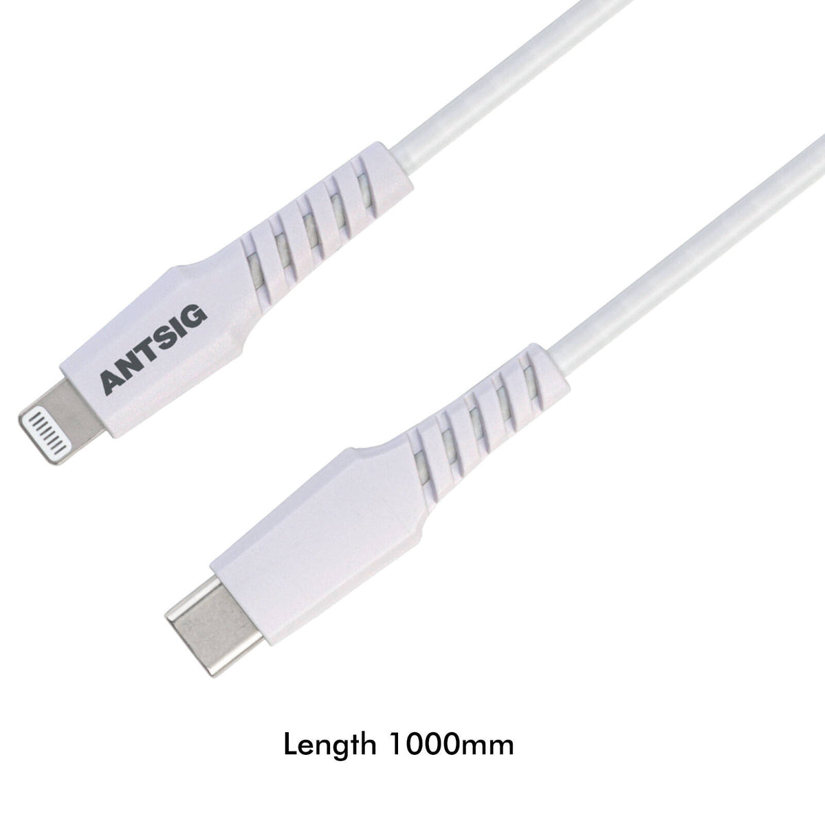 Antsig 1m USB-C to Lightning Cable - 18W Fast Charge, White PVC AP558B