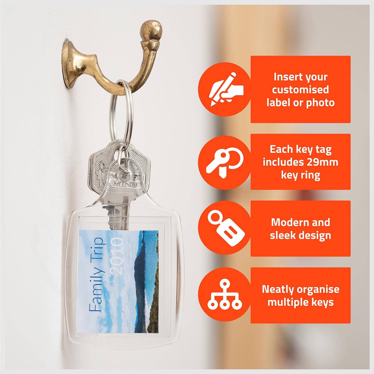 Taskmaster Clear Customisable Key Tags - 3 Pack