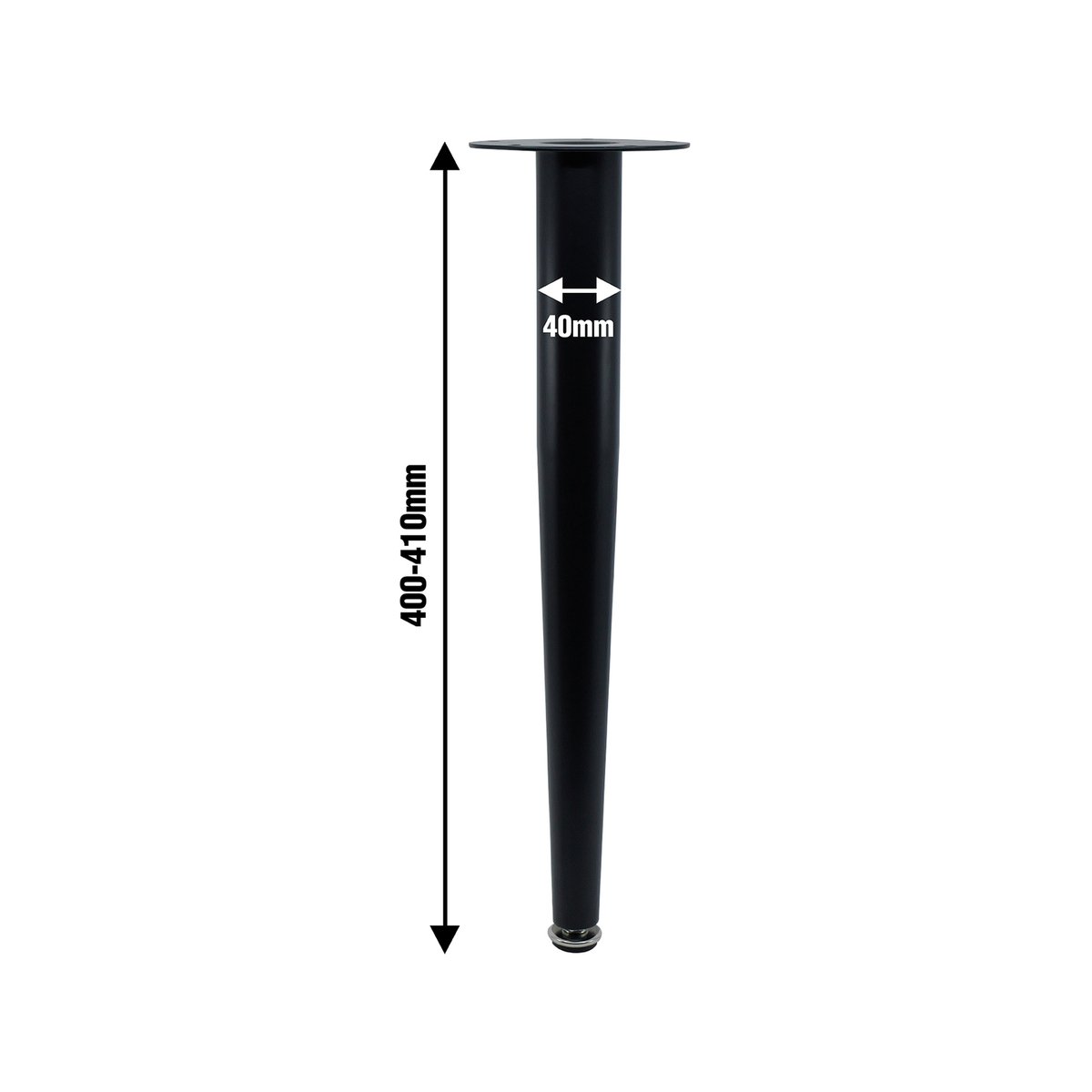 Adoored 400mm Black Tapered Metal Furniture Leg