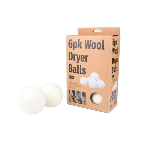 All Set Wool Dryer Balls 6 Pack 100% Natural Wool Reusable