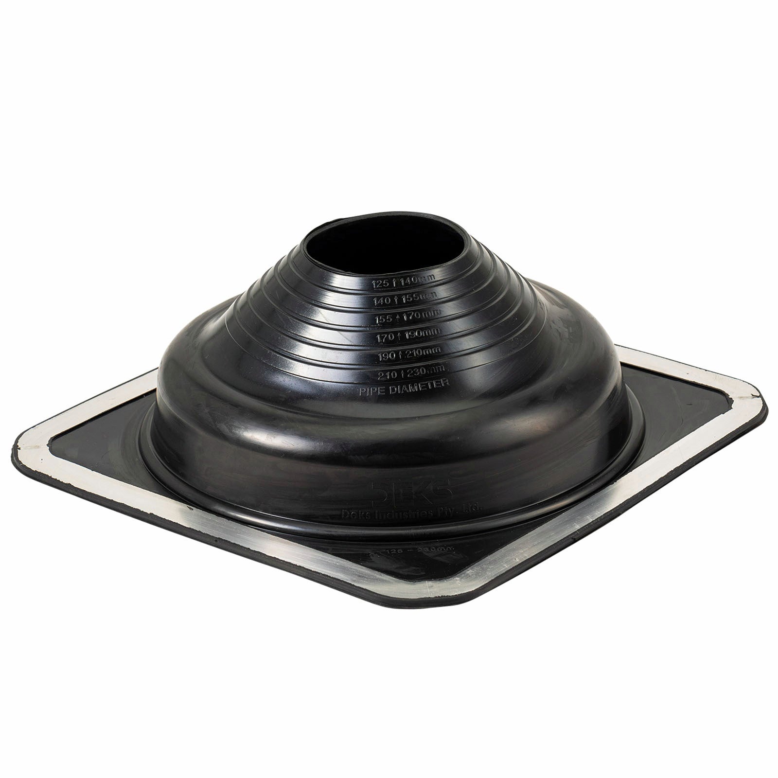 Deks Dektite Premium 125-230mm Roof Flashing - Black EPDM for Metal Roofs