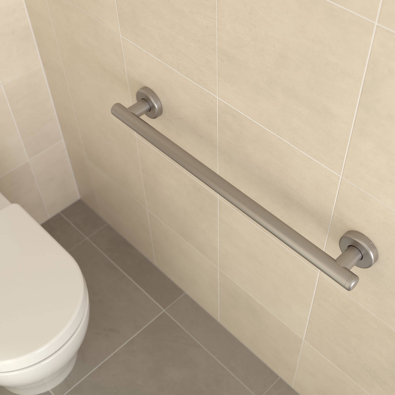 HomeCare by Caroma 600mm Brushed Nickel Straight Grab Rail 110kg