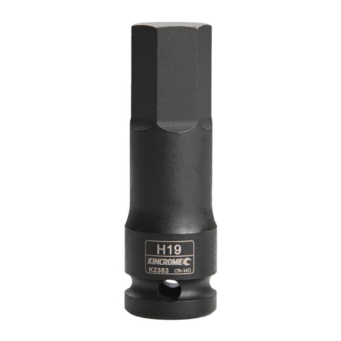 Kincrome 19 x 78mm 1/2" Drive Chrome Molybdenum Hex Impact Socket Black