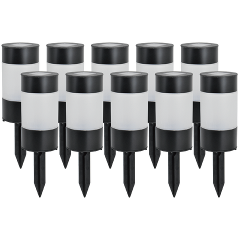 Click Village Solar LED Pathway Bollard - Pack of 10 - Black Stainless Steel - Outdoor Use - SuperSaverAU - view 1