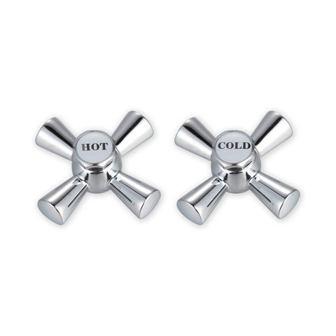Shaw & Mason Chrome Easy Clean Cross Handles Pair Brass
