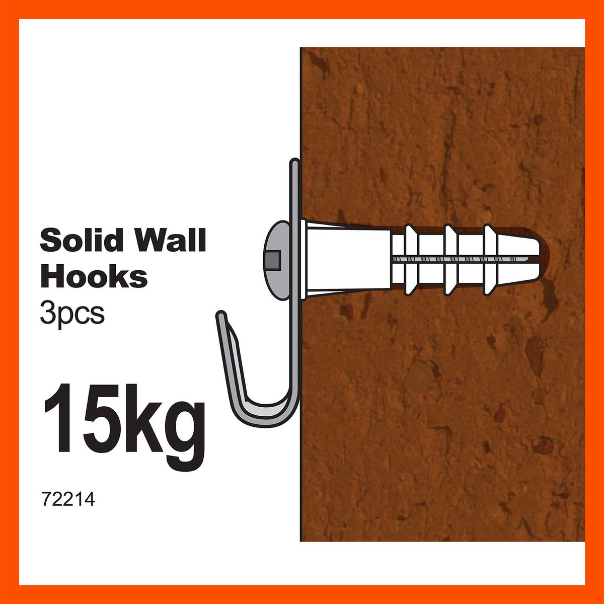 Everhang 15kg Solid Wall Picture Hanging Hook 3 Pack Steel Durable - SuperSaverAU - view 2