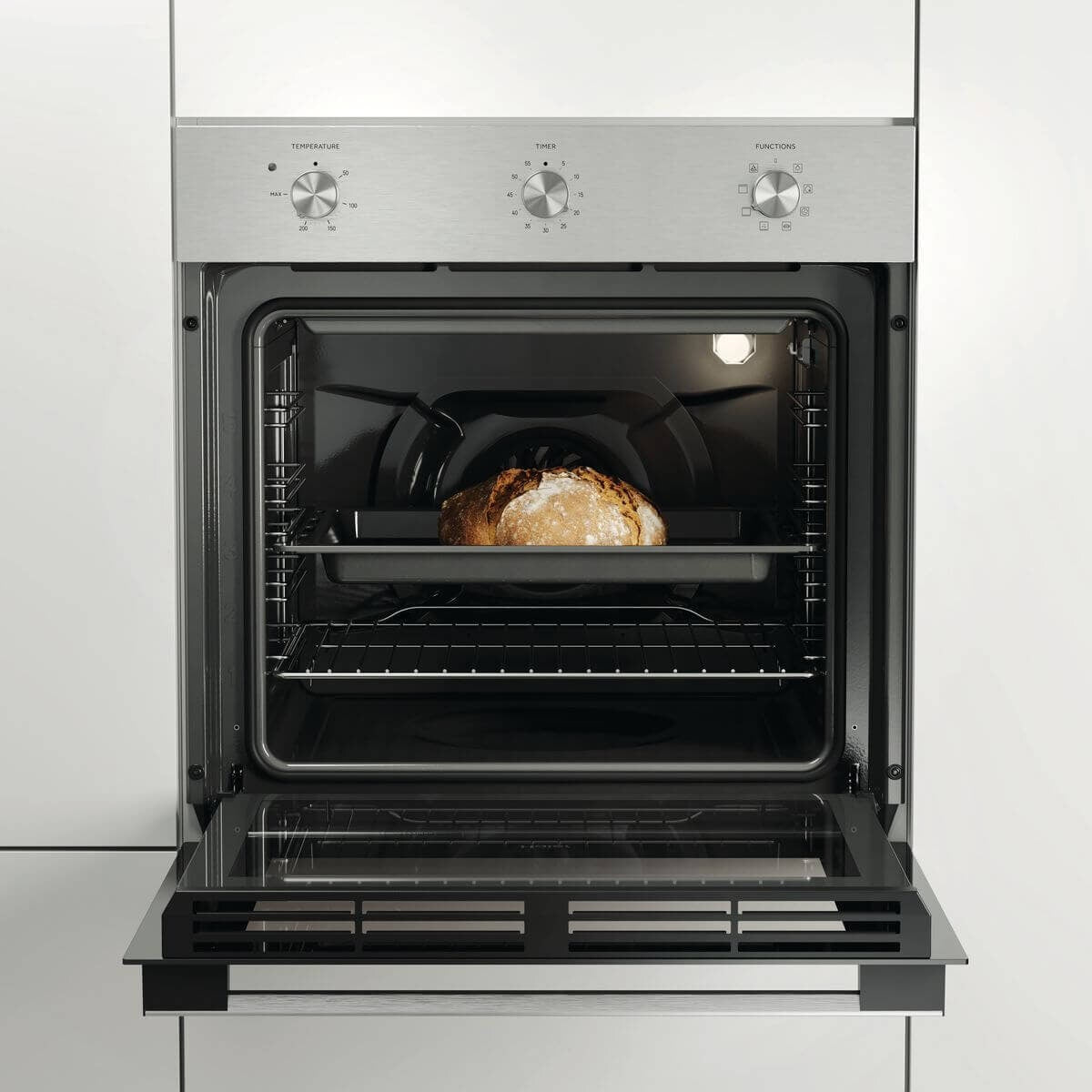 Haier 60cm Multi Function Oven - 70L, Seven Functions, Stainless Steel, Triple Glazed Door - HWO60S7MX4