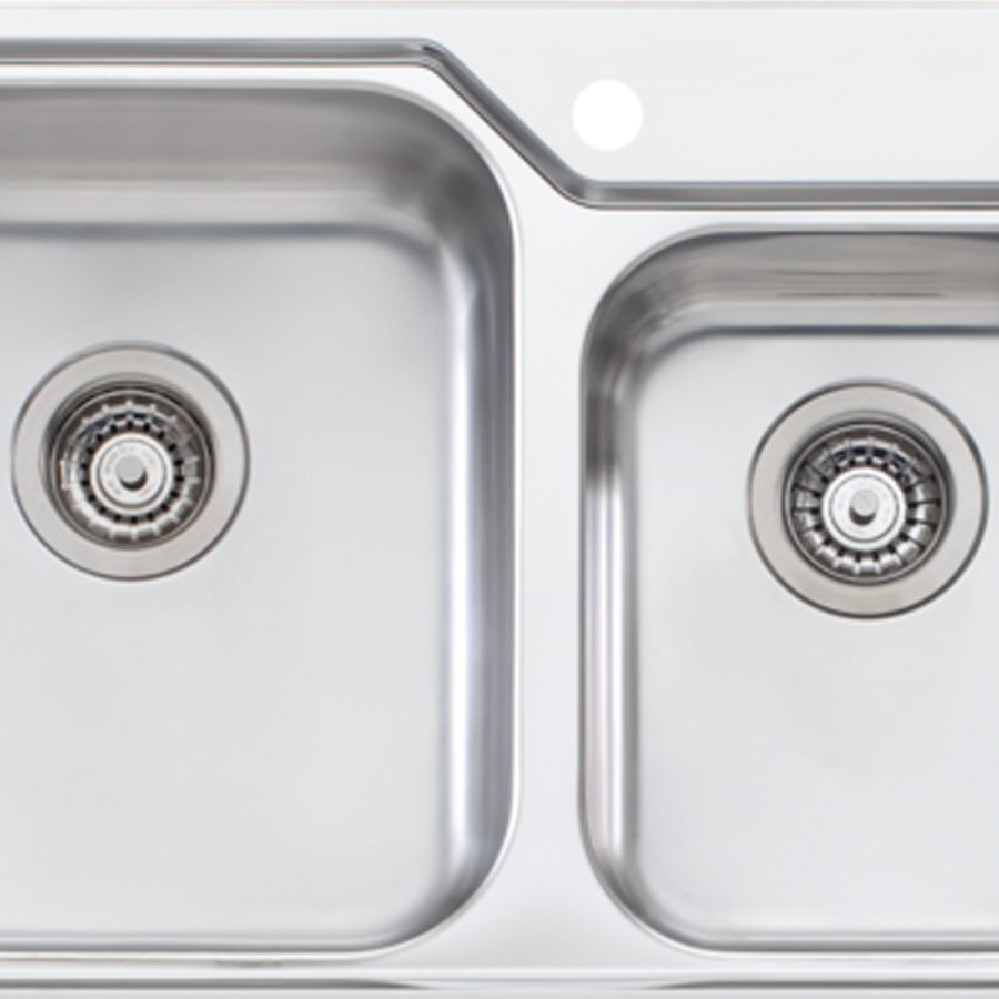 Oliveri Nu-Petite 1 and 3/4 Bowl Topmount Sink - Right Hand Drainer - Polished Stainless Steel - NP611