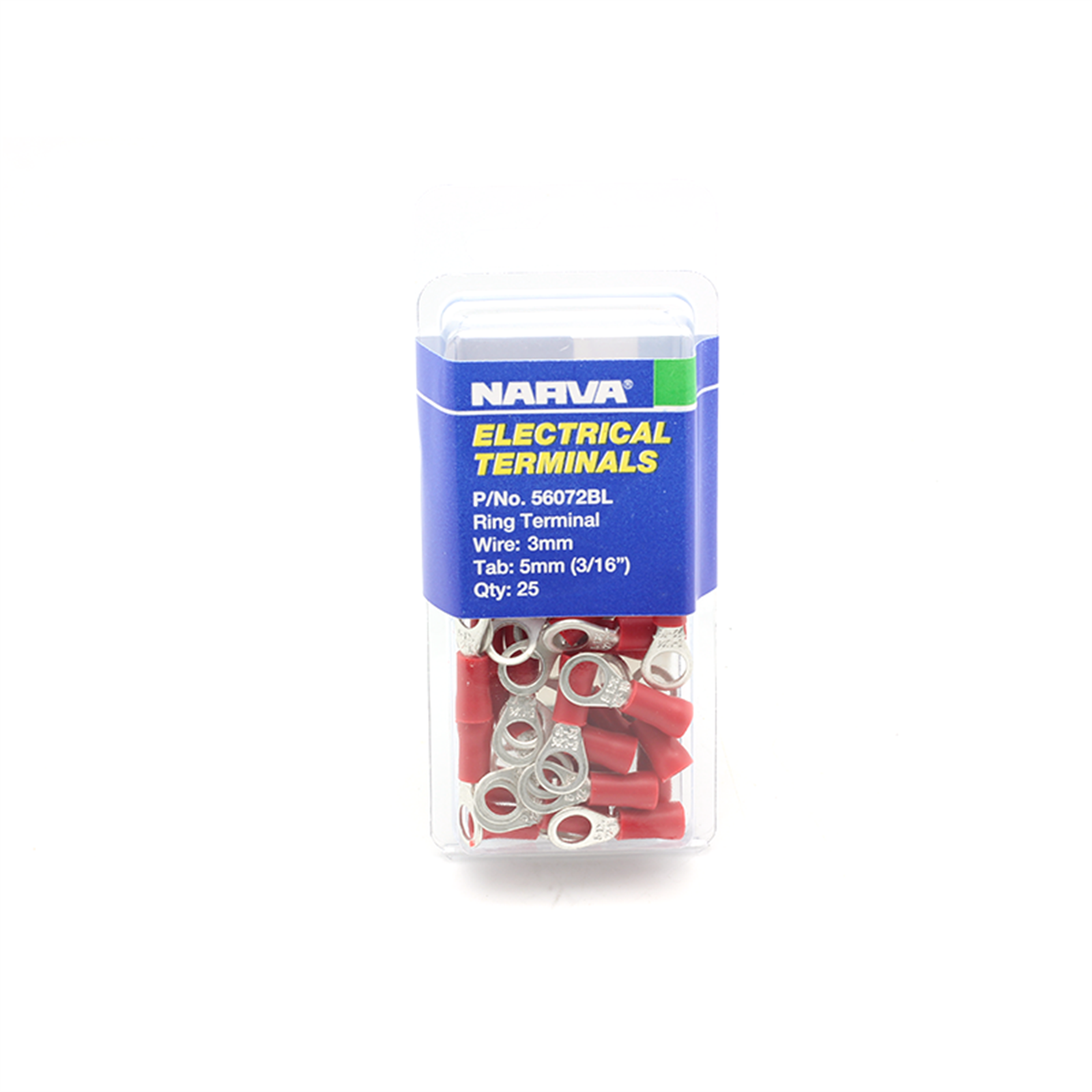 Narva Red Flared Vinyl Insulated Ring Terminal 2.5-3mm / 5mm (3/16") - 25 Pack