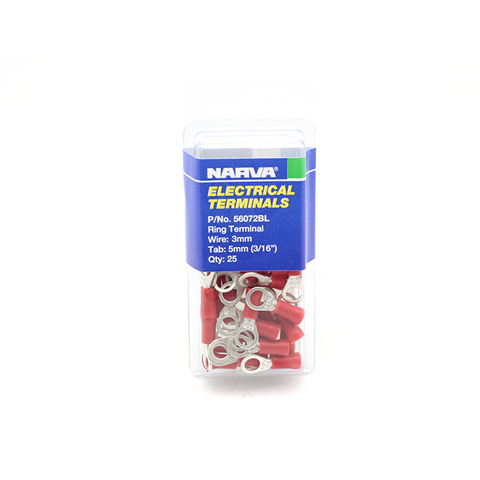 Narva Red Flared Vinyl Insulated Ring Terminal 5mm 25 Pack - SuperSaverAU - view 1