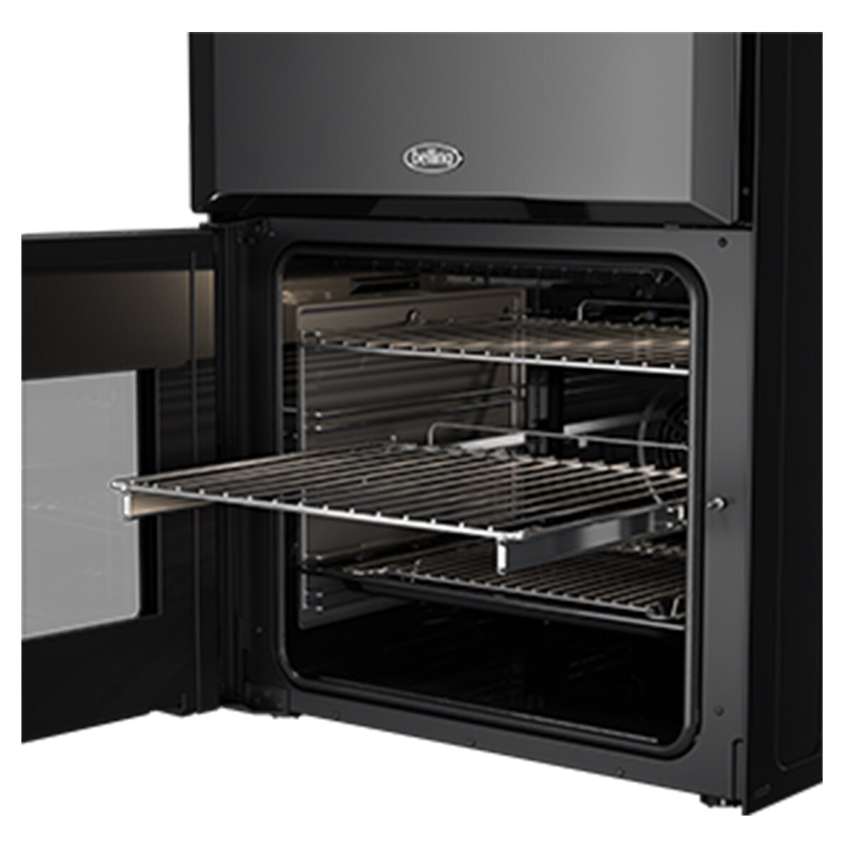 Belling 60cm Mini Richmond Induction Freestanding Oven - Double Oven, Four Zones, Black - BMR60DOINDB