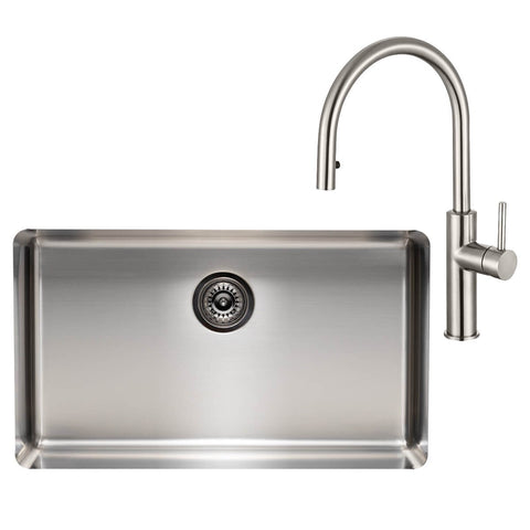 Titan Essentials 750mm Single Bowl Sink and Pull Out Gooseneck Mixer Tap Package - Stainless Steel - TSSSPK702