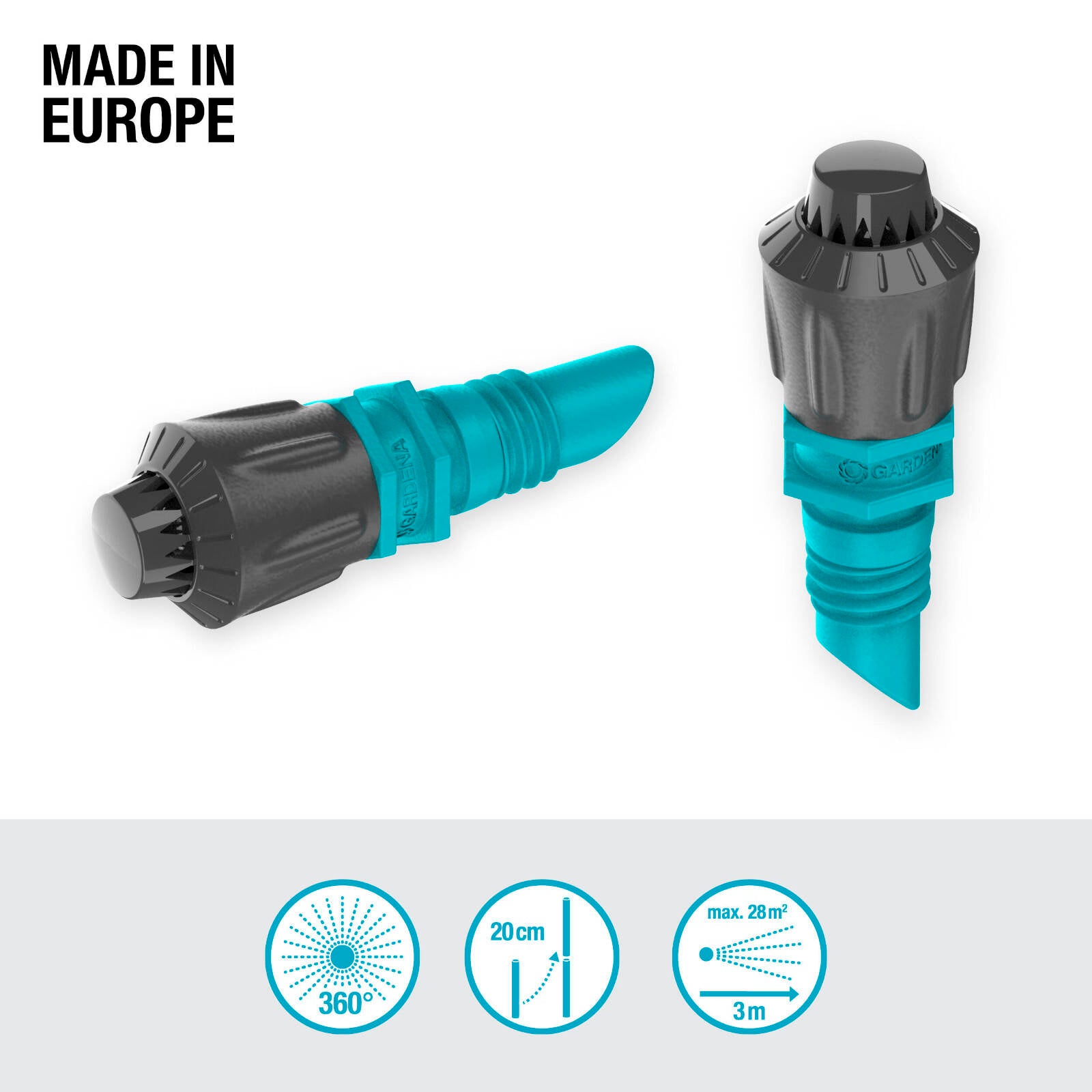 GARDENA 360 Degree Micro Irrigation Spray Nozzle 5 Pack Black/Turquoise