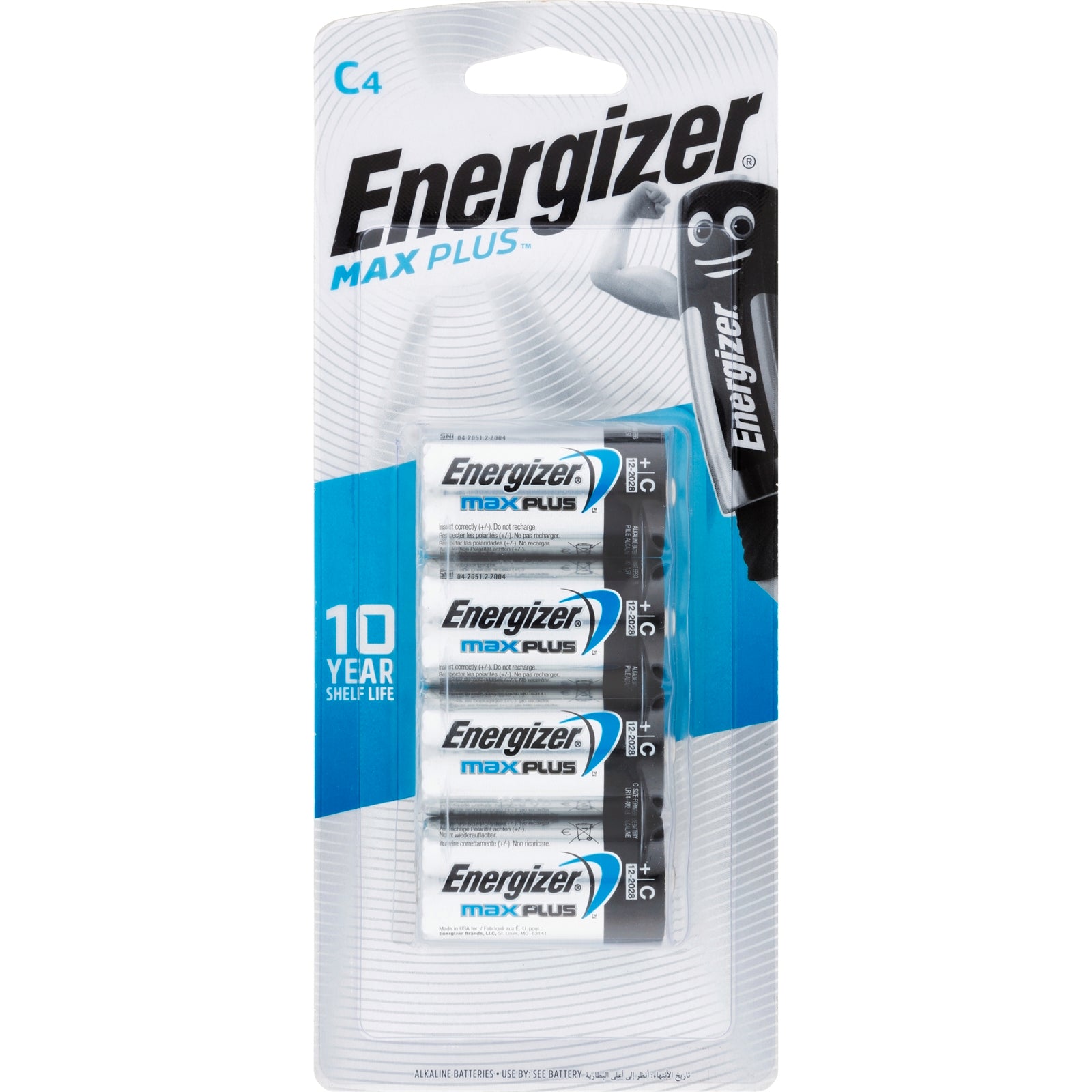 Energizer Max Plus C Size Alkaline Batteries 1.5V 4 Pack