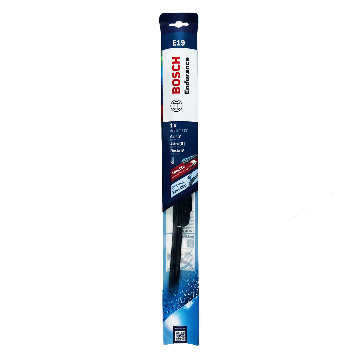 Bosch E19 19" 475mm Flat Endurance Wiper Blade, Hook Type Adapter