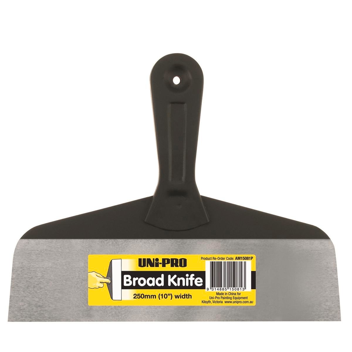 Uni-Pro 250mm Broad Knife, Flexible Steel Blade for Plastering & Filling