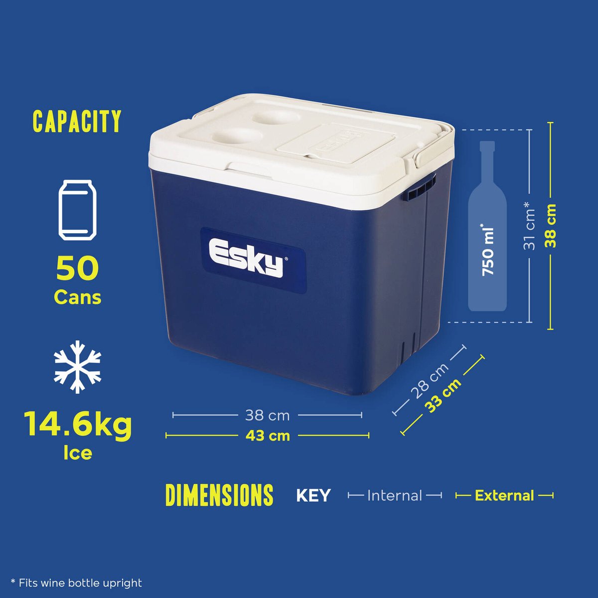 Esky Chilla 33L Hard Cooler Insulated Leak-Resistant Blue