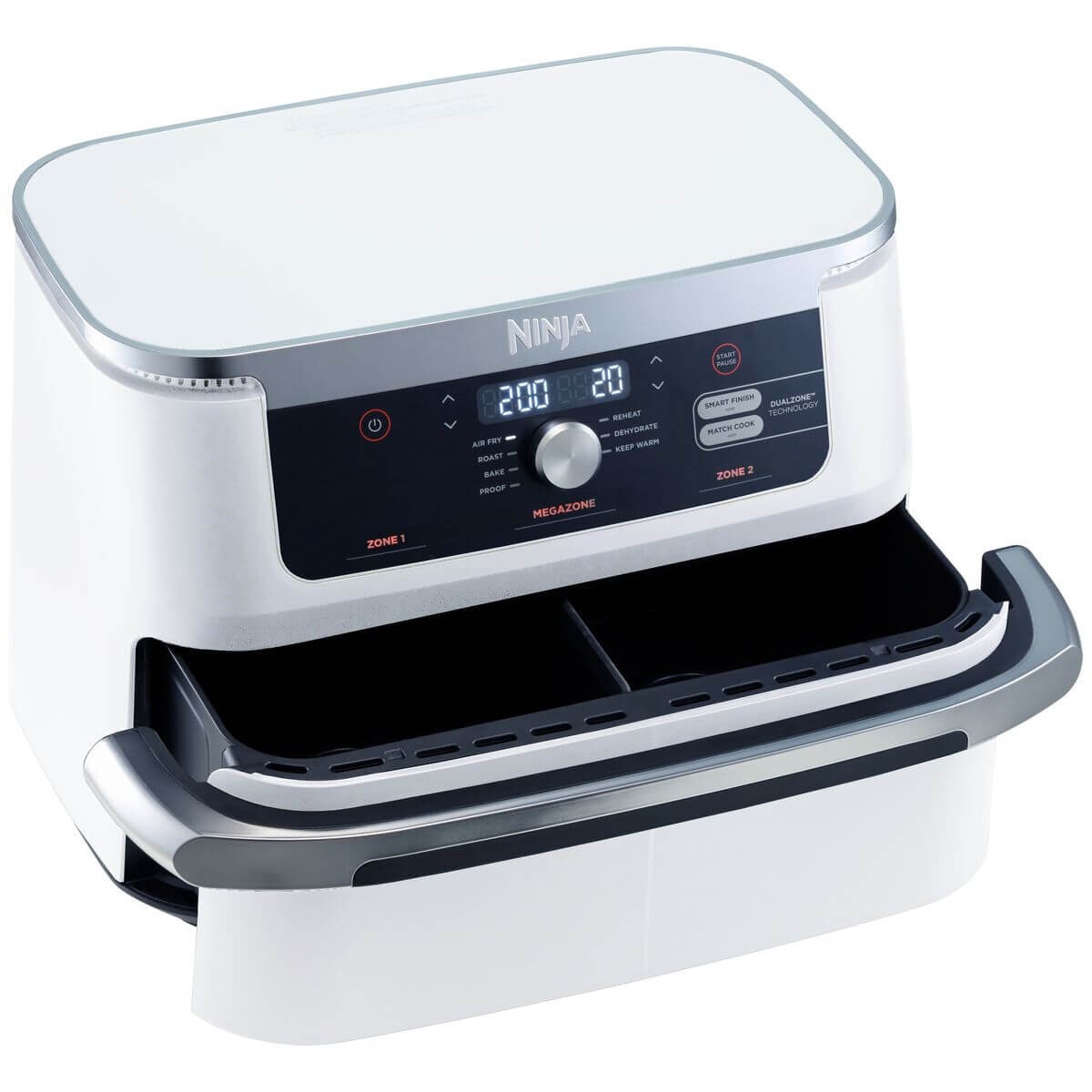 Ninja XXXL FlexDrawer Air Fryer 10.4L - DualZone, Smart Finish, Match Cook - White - AF500WHANZ